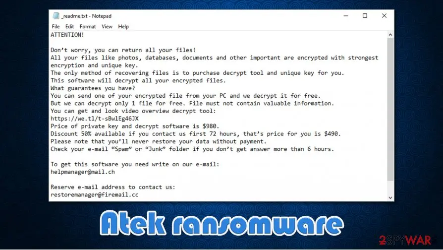 Atek ransomware: djvu virus
