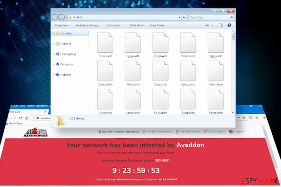 Screenshot of Avaddon ransomware: screenshot
