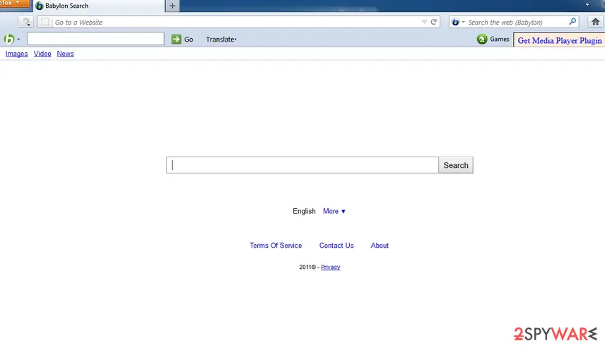 Screenshot of isearch.babylon.com: babylon search
