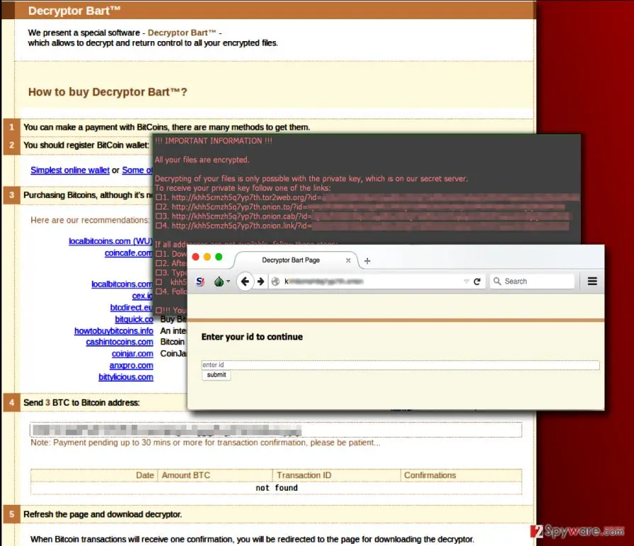Bart ransomware virus: screenshot