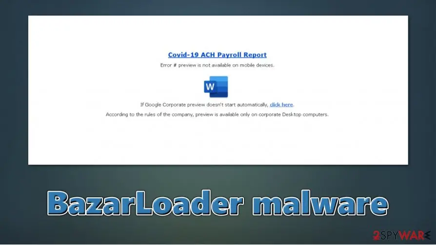 BazarLoader malware: backdoor trojan