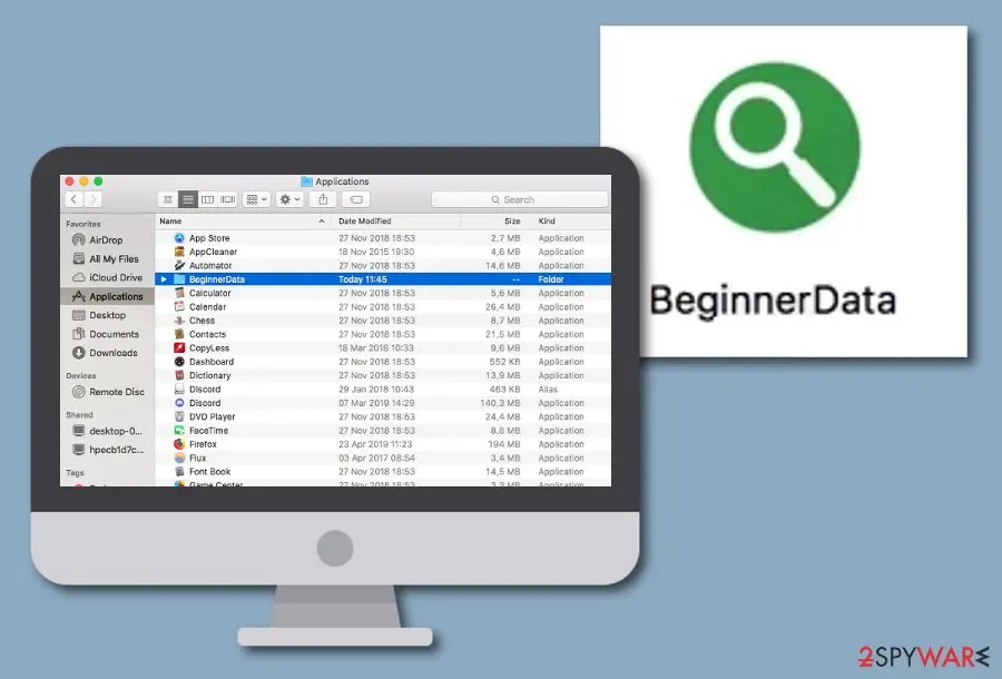Screenshot of BeginnerData: adware