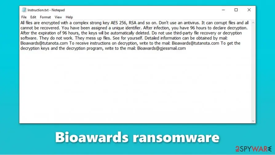 Bioawards ransomware: file locking virus scarab variant