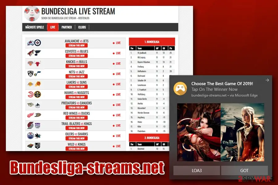 Bundesliga-streams.net: bundesliga streams net scam virus push notification ads