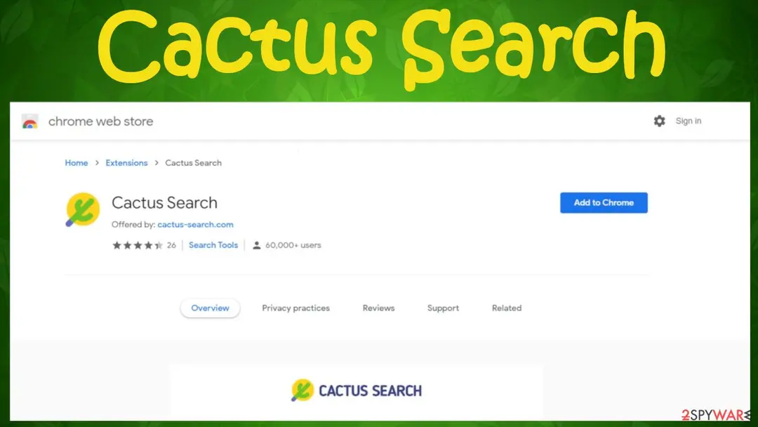 Screenshot of Cactus Search: virus
