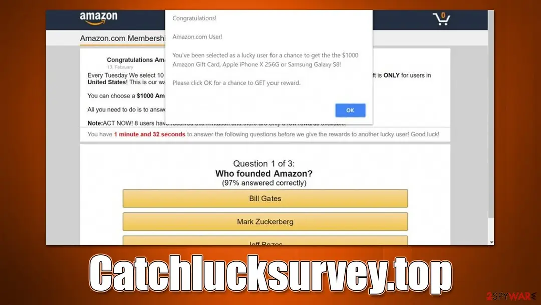 Screenshot of Catchlucksurvey.top: catchlucksurvey topscam