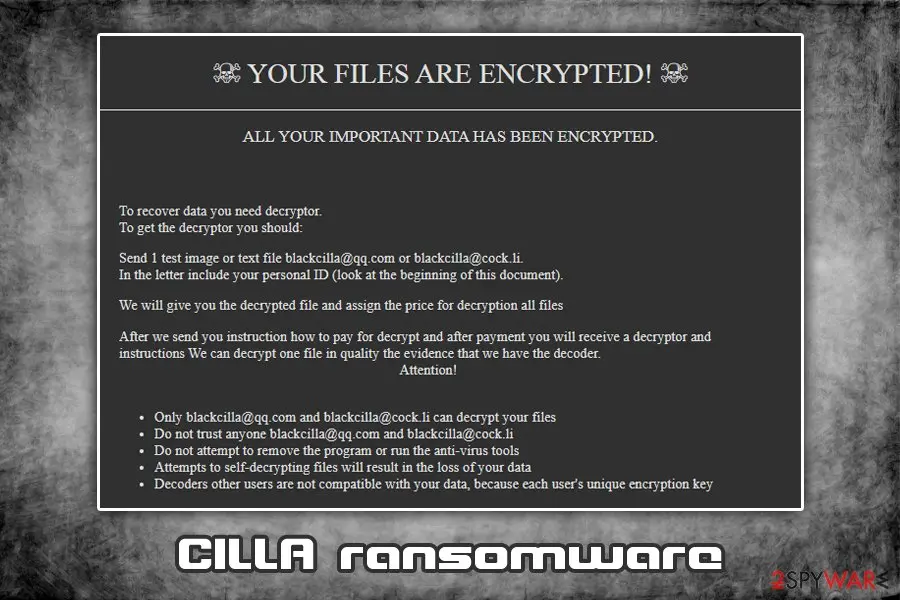 CILLA ransomware: file locking virus globeimposter 2 0