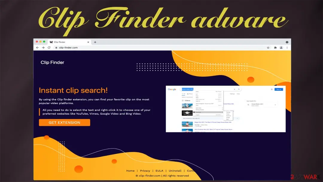 Screenshot of Clip Finder: adware