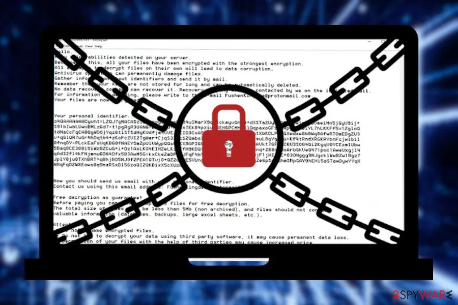 Screenshot of Cov19 ransomware: screenshot