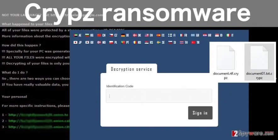 Crypz ransomware virus: image