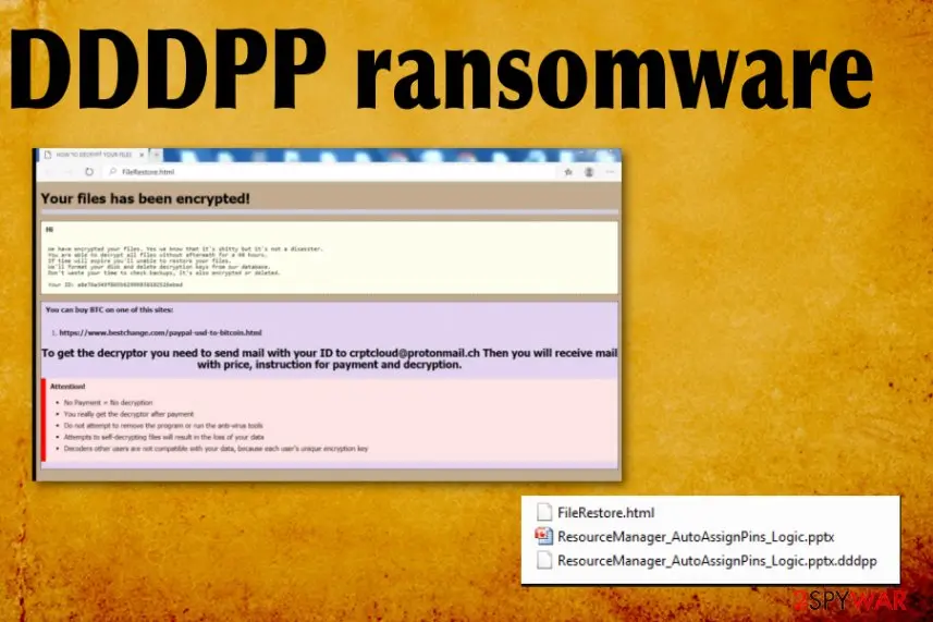 Screenshot of DDDPP ransomware: virus