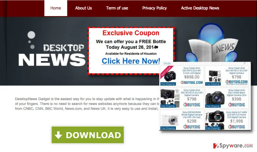 DesktopNews Ads: desktopnews virus download on the official site filled with ads