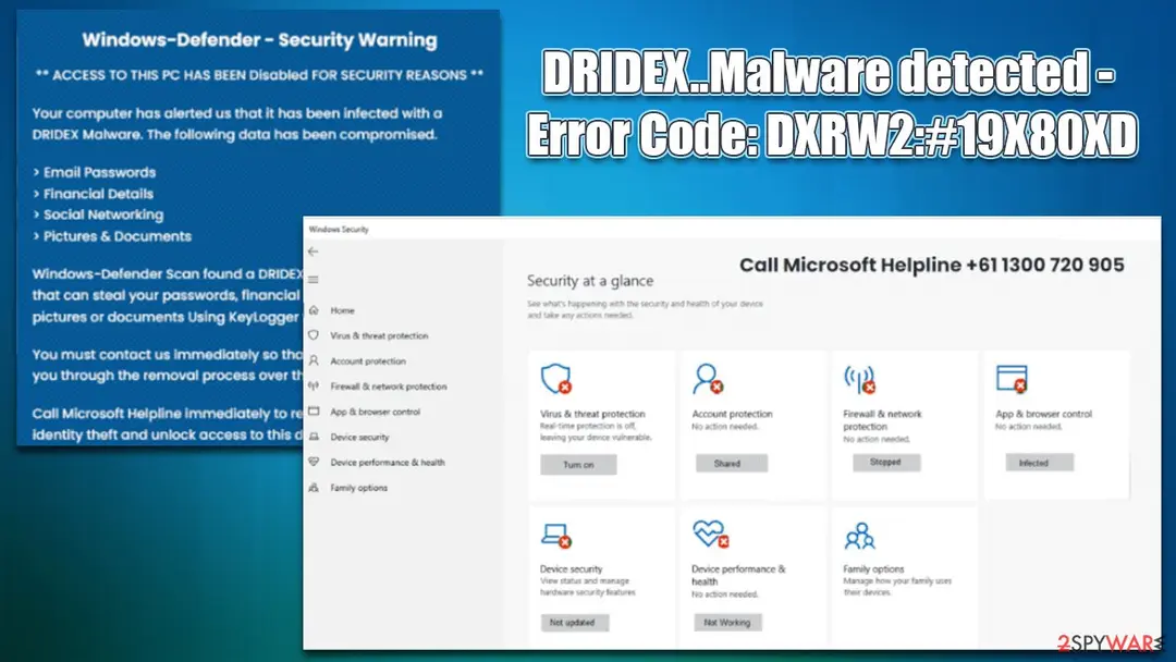 DRIDEX..Malware detected – Error Code: DXRW2:#19X80XD: dridex malware detected error code dxrw2 19x80xd