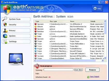 Screenshot of Earth Antivirus: screenshot