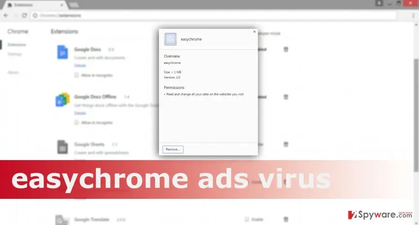 Easychrome ads virus: screenshot