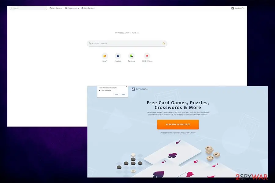 EasyGamesTab.com: easygamestab com browser hijacker extension online games