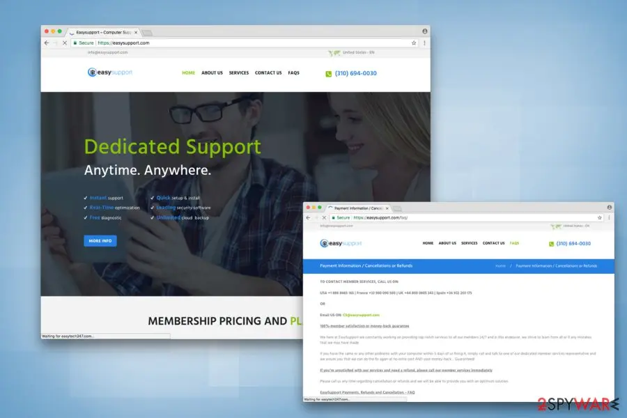 Screenshot of Easysupport.com: easysupport scam