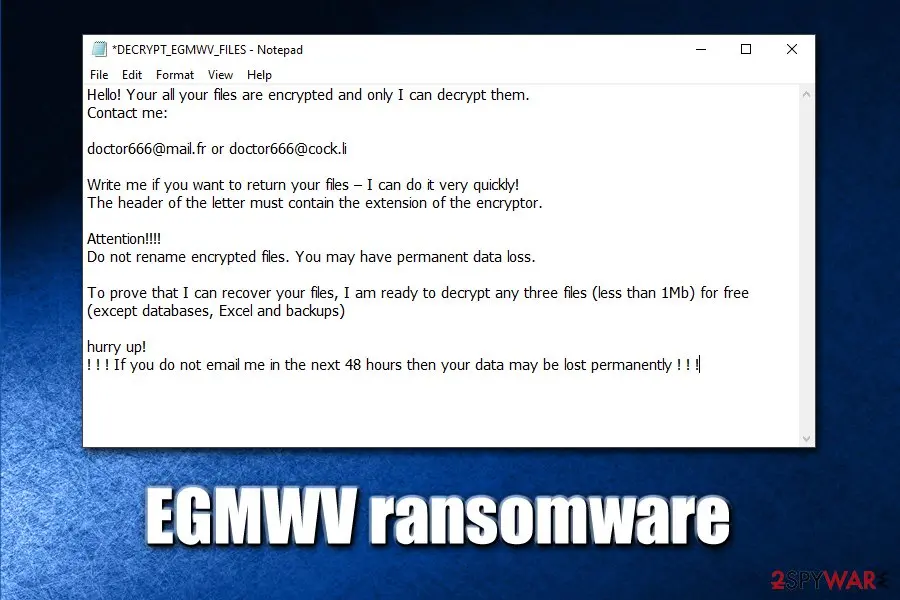 EGMWV ransomware: file locking virus snatc ransomware variant