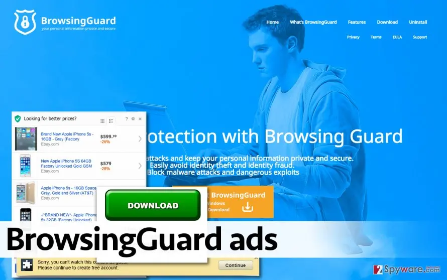 BrowsingGuard ads: examples of