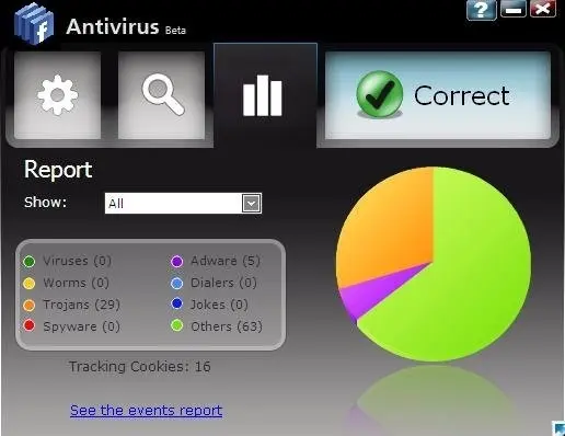 Screenshot of Facebook Antivirus: screenshot