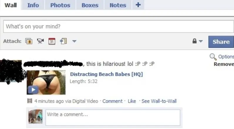 Facebook Automatic Wall Post virus: screenshot