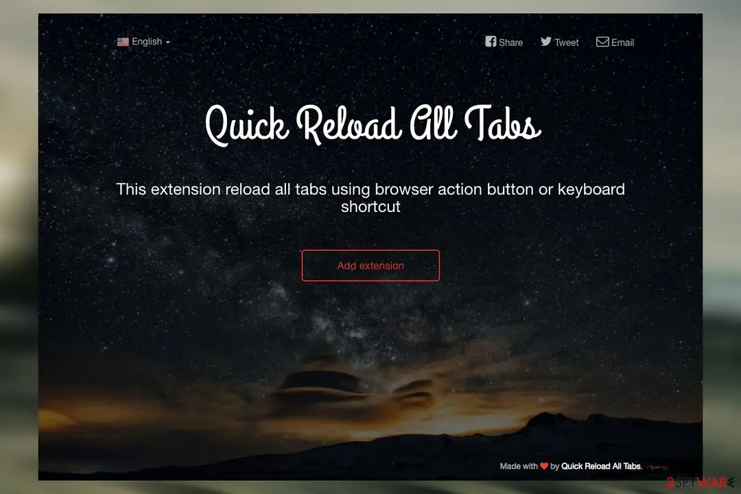 Screenshot of FastFreshTabs: virus