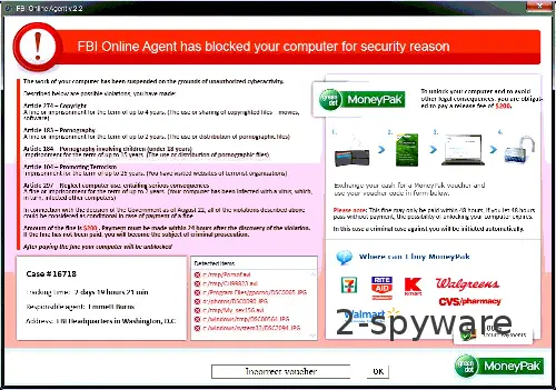 Fake FBI Online Agent lock screen with a 200 dollar MoneyPak fine and a list of detected files