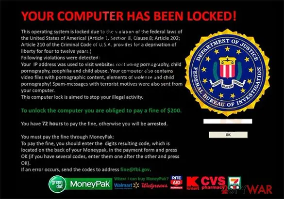 FBI Virus Black Screen: screenshot