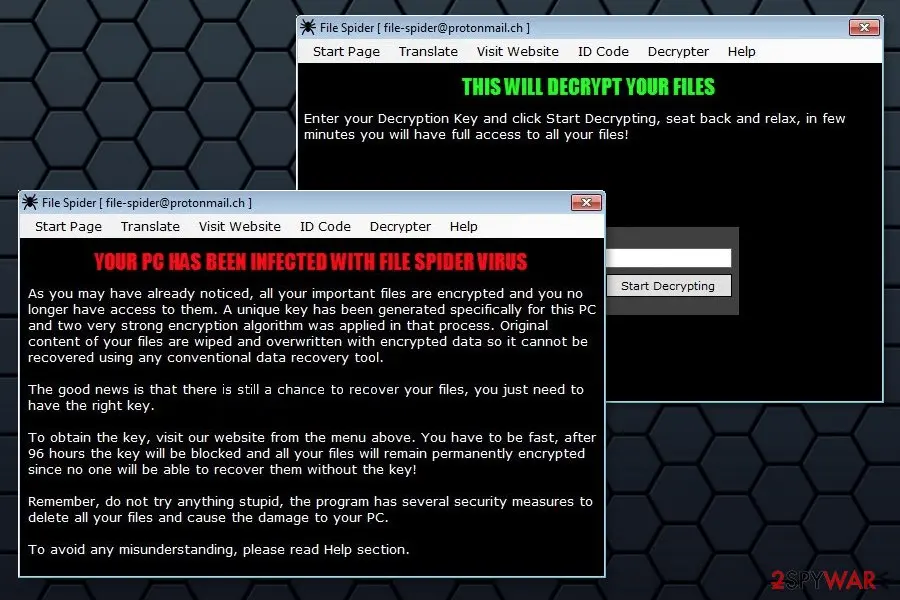 File Spider ransomware: file spider virus