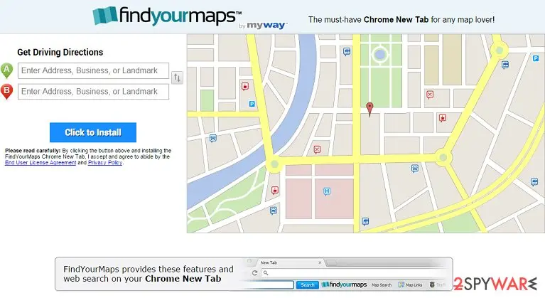 Screenshot of FindYourMaps: toolbar virus