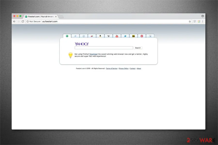 Screenshot of Foxstart: browser hijacker