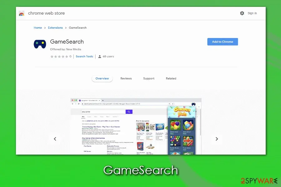 Screenshot of GameSearch: browser hijacker