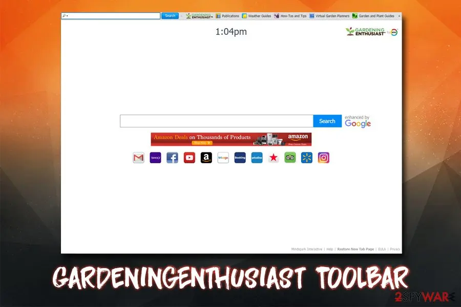 GardeningEnthusiast Toolbar: potentially unwanted program hijacker