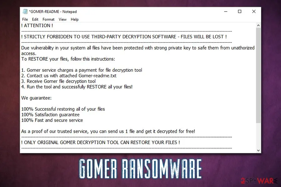Gomer ransomware: file locking virus outsider variant