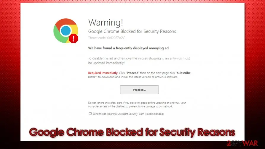 Google Chrome Blocked for Security Reasons: scam
