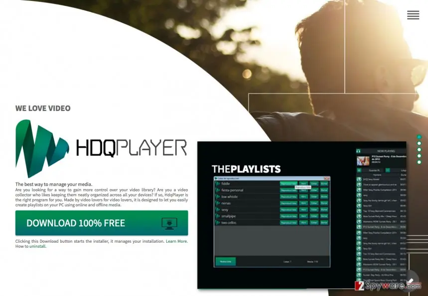 HDQPlayer ads: hdqplayer virus website screenshot