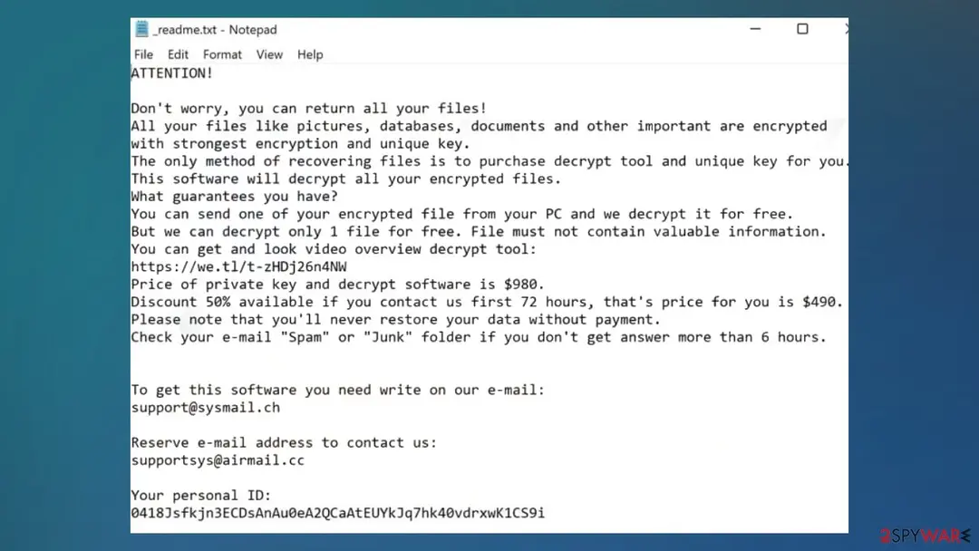 Screenshot of Hfgd ransomware: screenshot