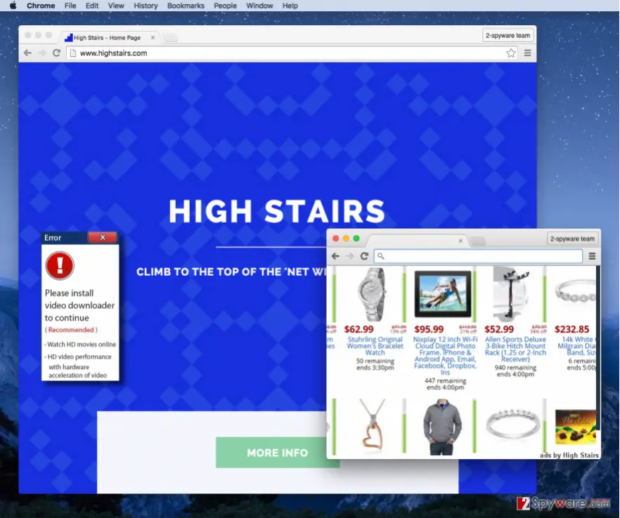 Ads by High Stairs: high stairs adware official page and examples of high stairs ads