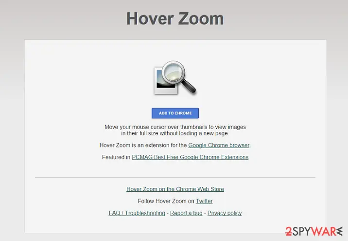 Hover Zoom ads: screenshot