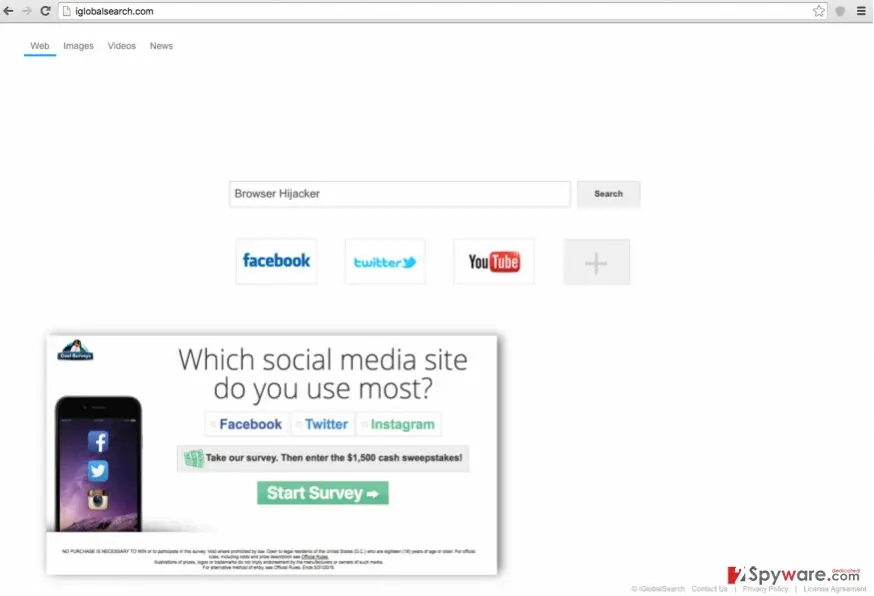 Iglobalsearch.com virus: iglobalsearch redirects