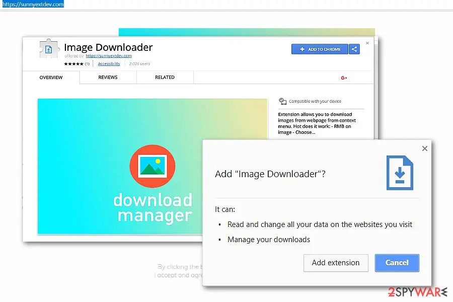 Image Downloader virus: screenshot
