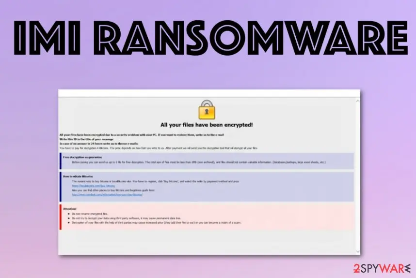 Screenshot of IMI ransomware: screenshot