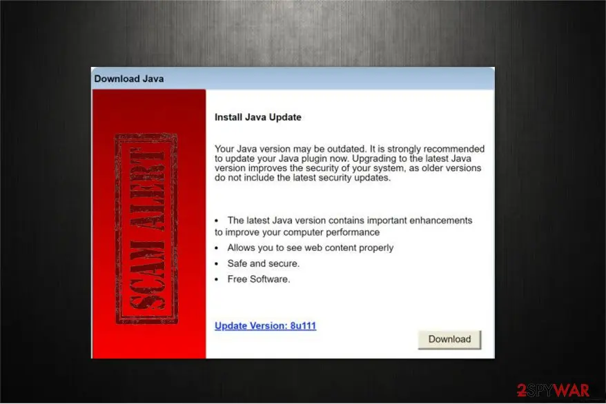 Install Java Update: scam tricks into downloading malware