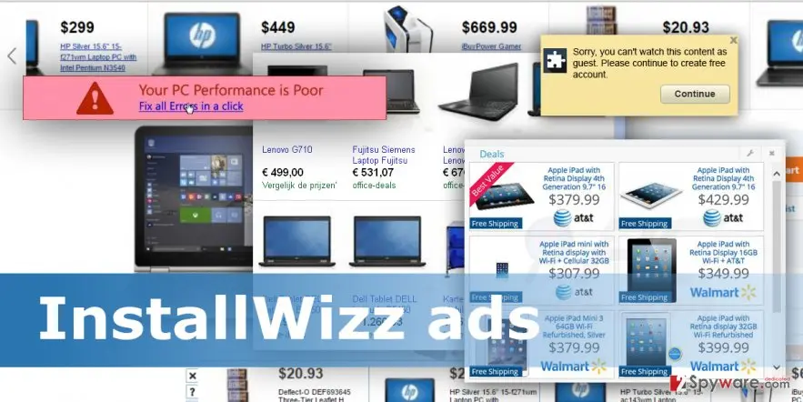 Screenshot of InstallWizz ads: screenshot