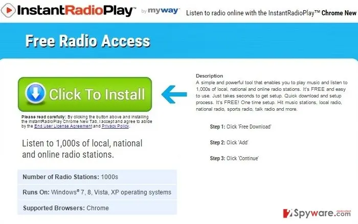 Screenshot of InstantRadioPlay toolbar: screenshot