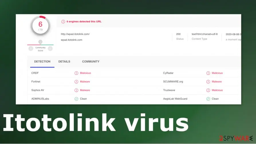Screenshot of Itotolink virus: pup