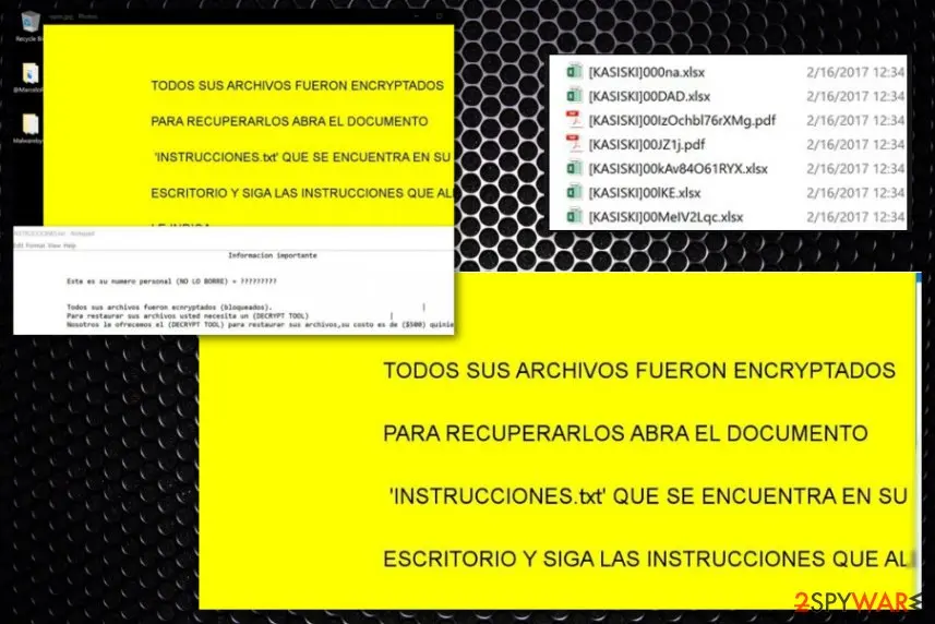 Screenshot of Kasiski ransomware: screenshot