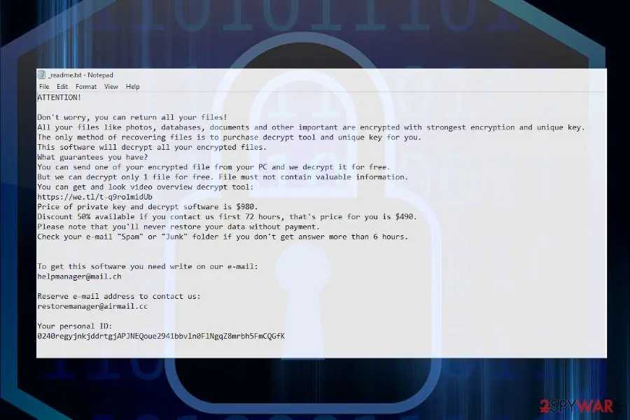 Screenshot of Kuus: ransomware