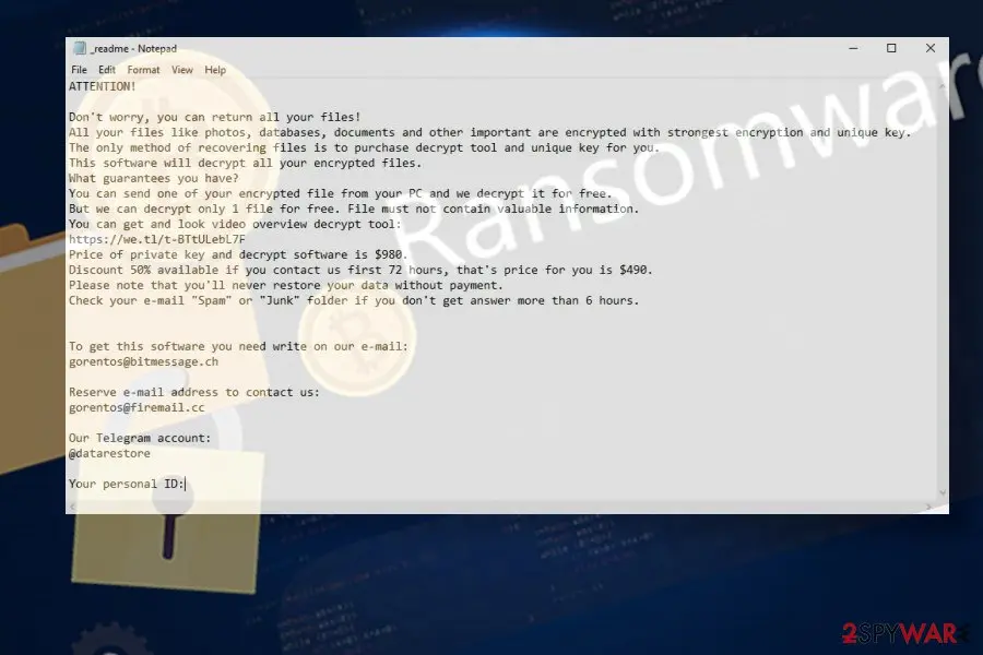 Screenshot of Lalo: ransom note
