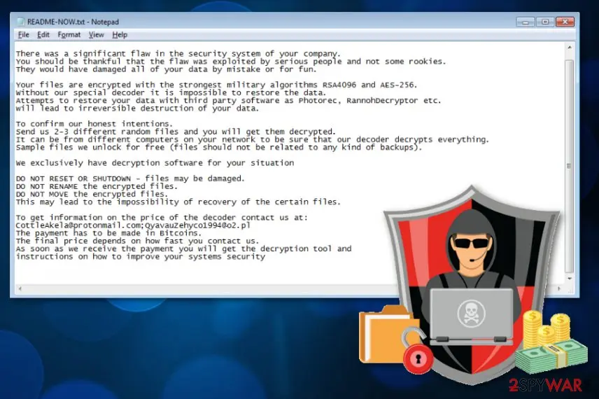 Screenshot of LockerGoga ransomware: virus